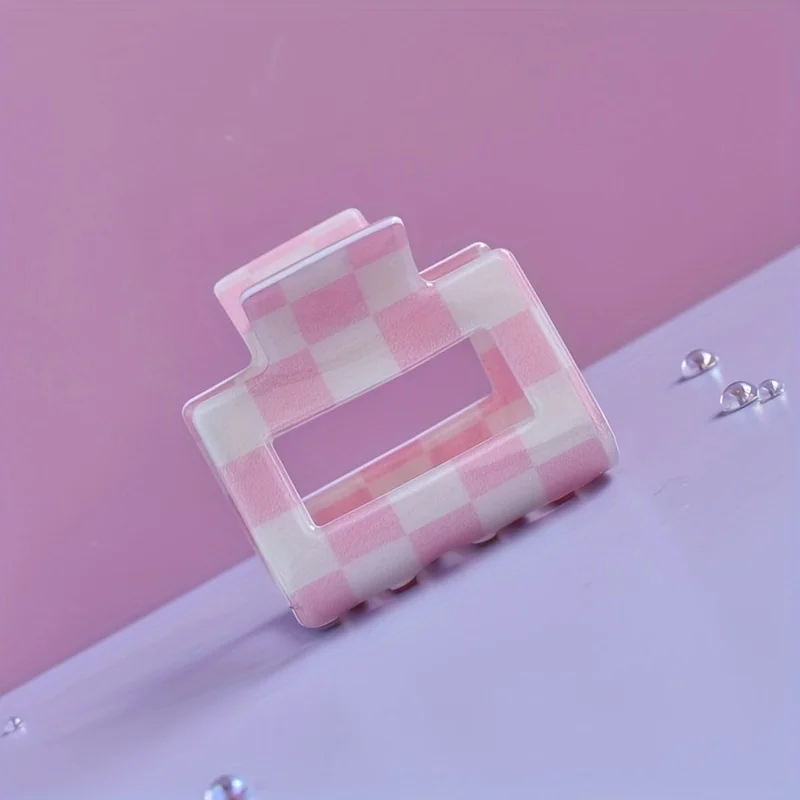 Women's Plaid Checkerboard PVC Hair Clip Set