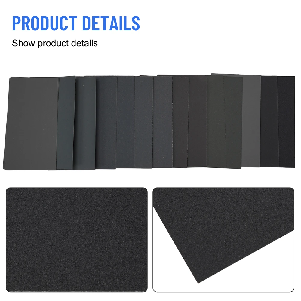 

15Pcs Sand Paper Sheets 400 600 800 1000 1200 1500 2000 2500 3000Grit Polishing Car Metal Glass Wood Wet /Dry Sandpaper