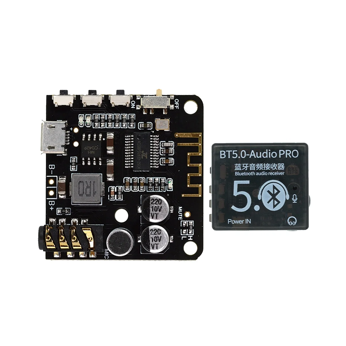 BT5.0 PRO Audio Module+Case MP3 Audio Decoder Board with Mic Lossless Car Speaker Audio Amplifier DIY Audio Receiver