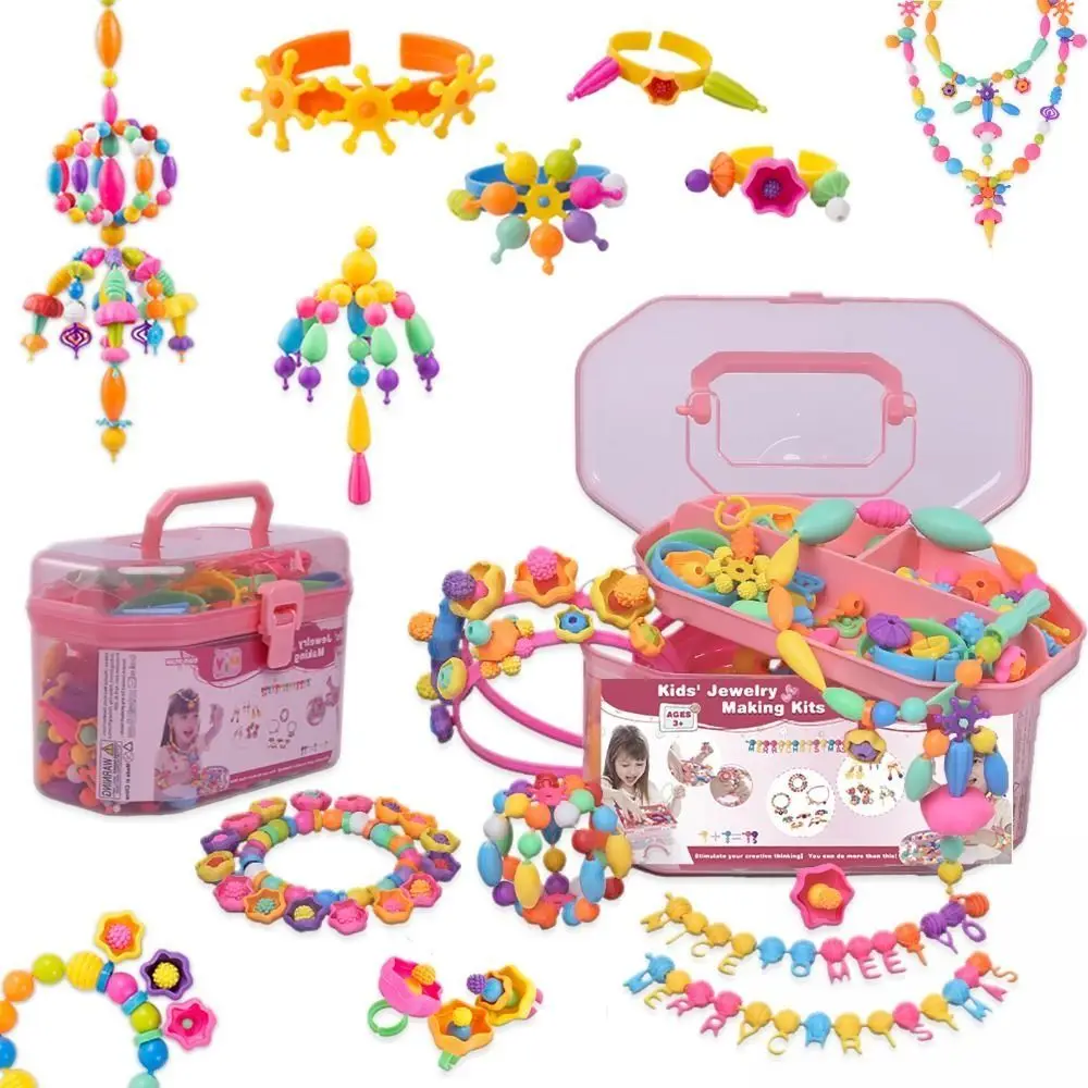 

500pcs DIY Jewelry Kit Pop Beads Snap Bead Large Particles Cordless Beading Bracelet Making Kit Colourful Princess