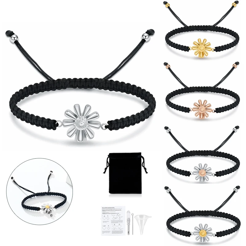 Sunflower Urns Cremation Bracelet Adjustable Memorial Jewelry For Human/Pet Ashes Women's Gift Keepsake Stainless Steel