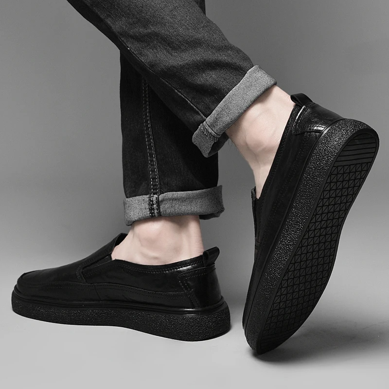 Comfortable Breathable Men's Flats Genuine Leather Mens Loafers Business Casual Driving Shoes Comfortable Sports Walking Shoes 4
