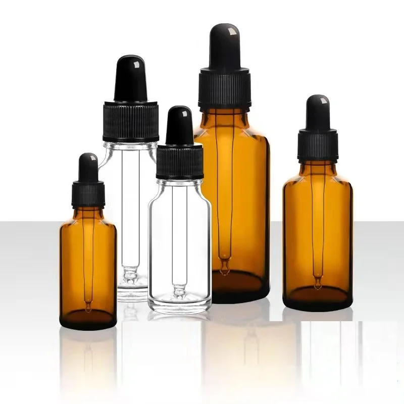 10pcs/lot 5ml To 100ml Lab Brown/Clear Glass Dropper Bottle, Cosmetic Essence Dropper Bottle