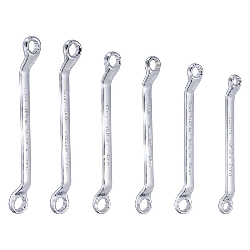 

6pcs Box End Wrench 5.5-16mm Dual Head Double End Ring Spanner Deep Offset Spanner Garage Workshop Tool CR-V with Rolling Pouch