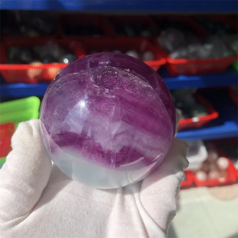 

720g Natural Gemstone Healing Crystals balls Watermelon fluorite sphere Rainbow purple Fluorite Crystal ball