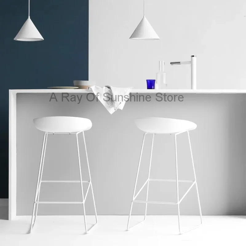 

White Coffee Shop Bar Stools Modern Terrace Kitchen Nordic Bar Chairs Design Metal Fauteuil Pivotant Designer Lounge Furniture