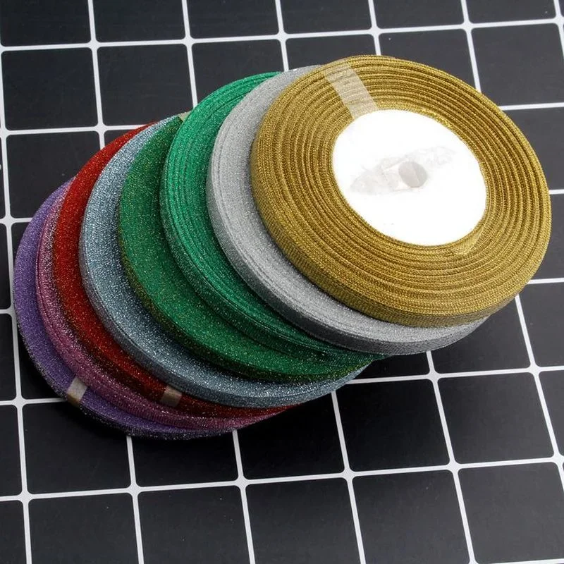 Multicolor Silk Satin Organza Glitter Ribbon for Elegant Decorations - 25 Yards