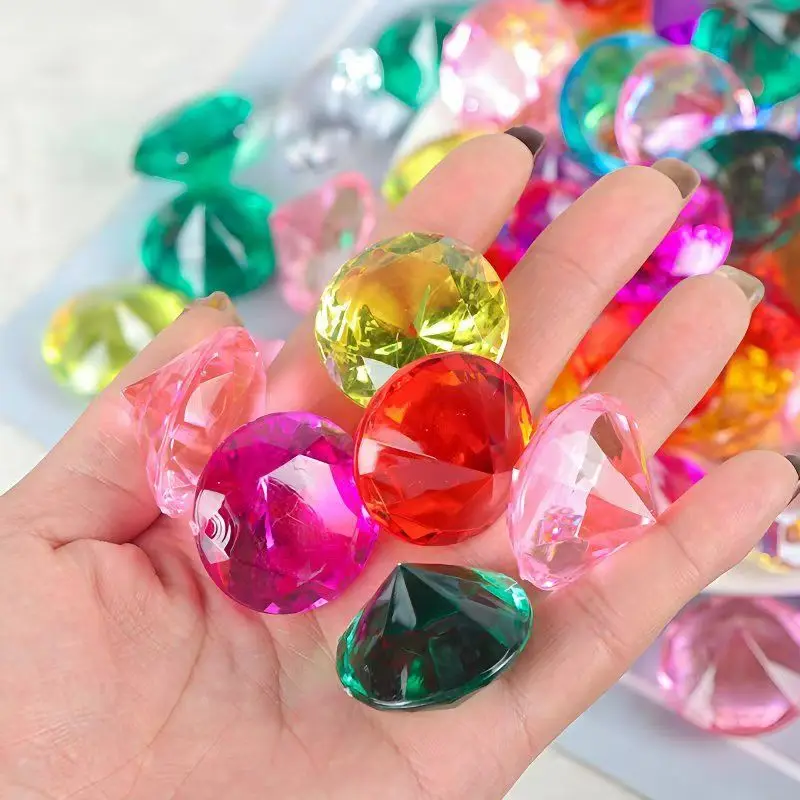 10PCS 보석 다이아몬드 장난감 해적 보물 아크릴 보석 보석 30MM 생일 선물 어린이를위한 파티 호의 소녀 소년