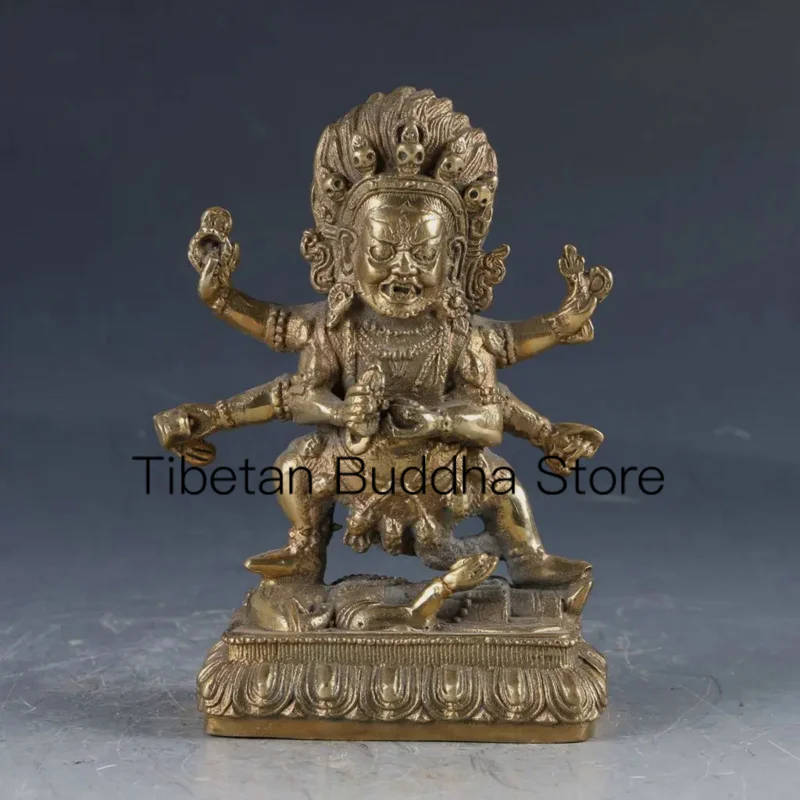 

Chinese Brass Handwork Carved Mahakala Statue