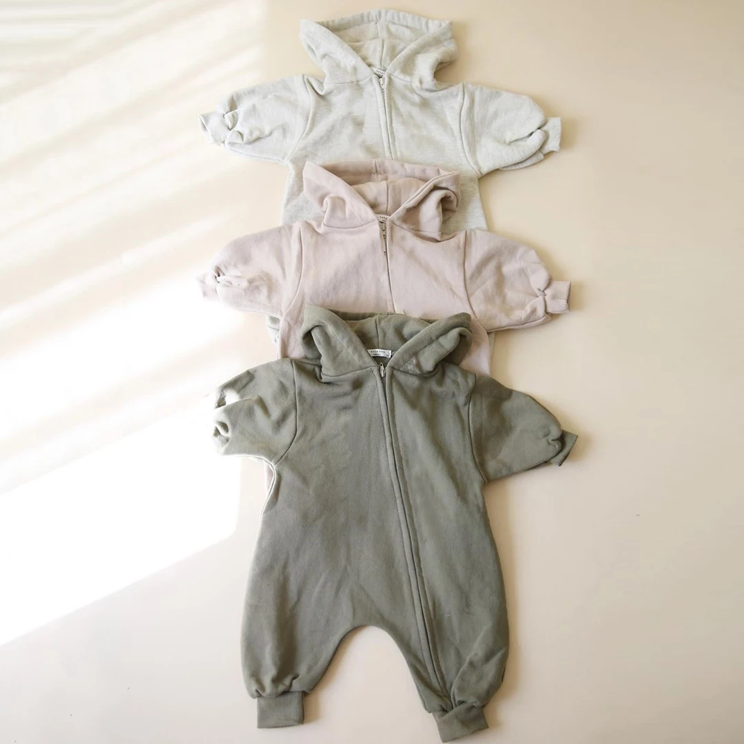 Baby-Overall mit Kapuze und Reißverschluss, Neugeborene-Kleidung, 2022, bequemer Baby-Strampler mit Kapuze und Reißverschluss, Mädchen-Kletterkleidung, Overall – Detail 5