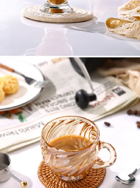 Tasse à café en verre gaufré et liseré doré Dahbi