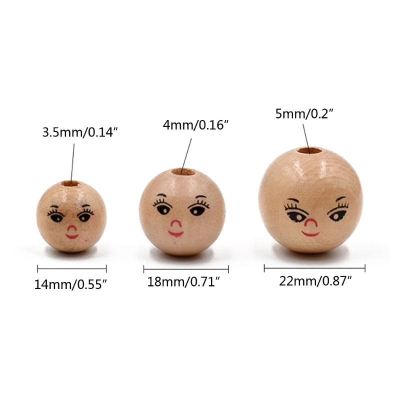 Pack of 20 Smiling Face Wooden Beads