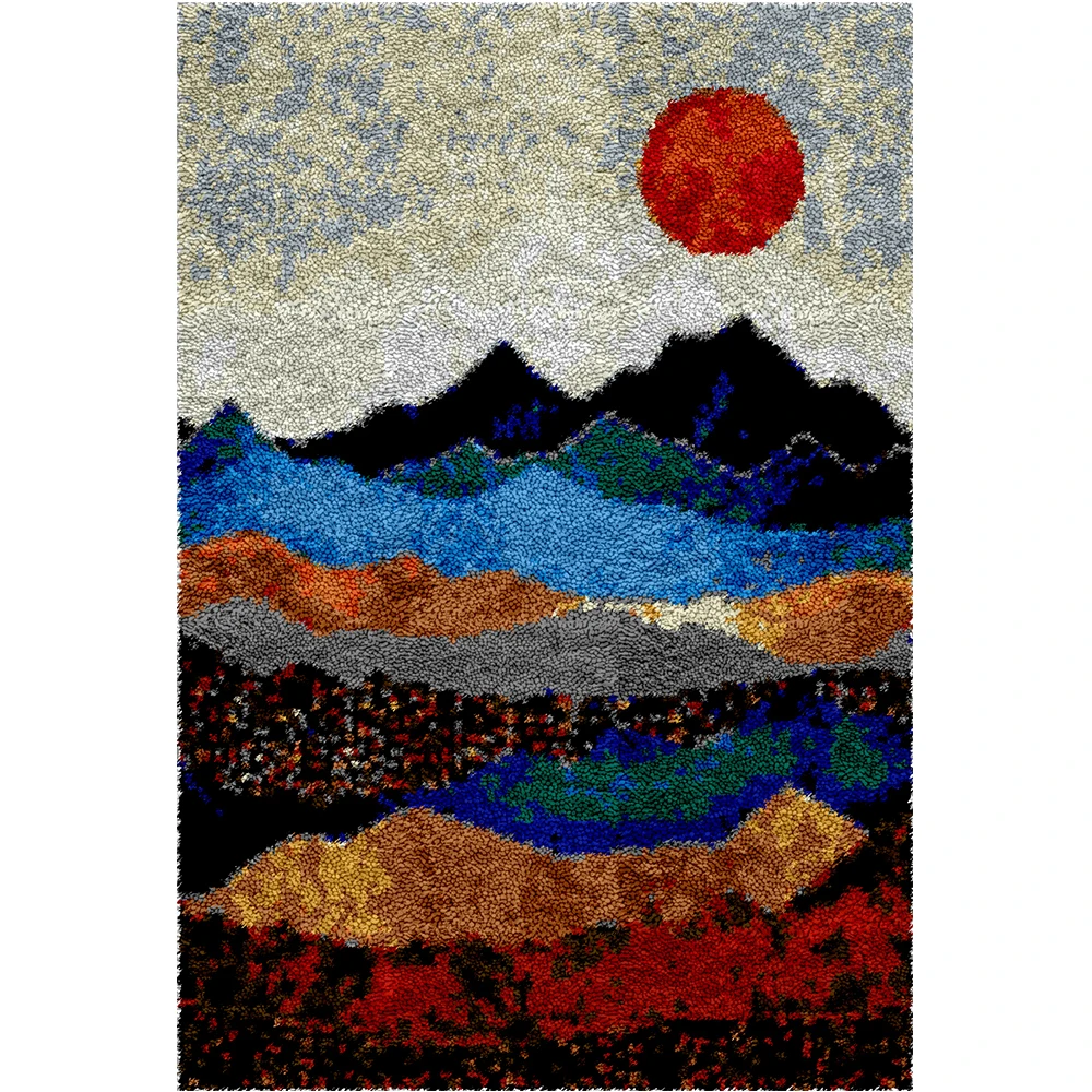 

Carpet embroidery with Pattern Printed Canvas Mountains Latch Hook Rugs Kits for Adults Rug Tapestry Rugs Craft Crochet mat