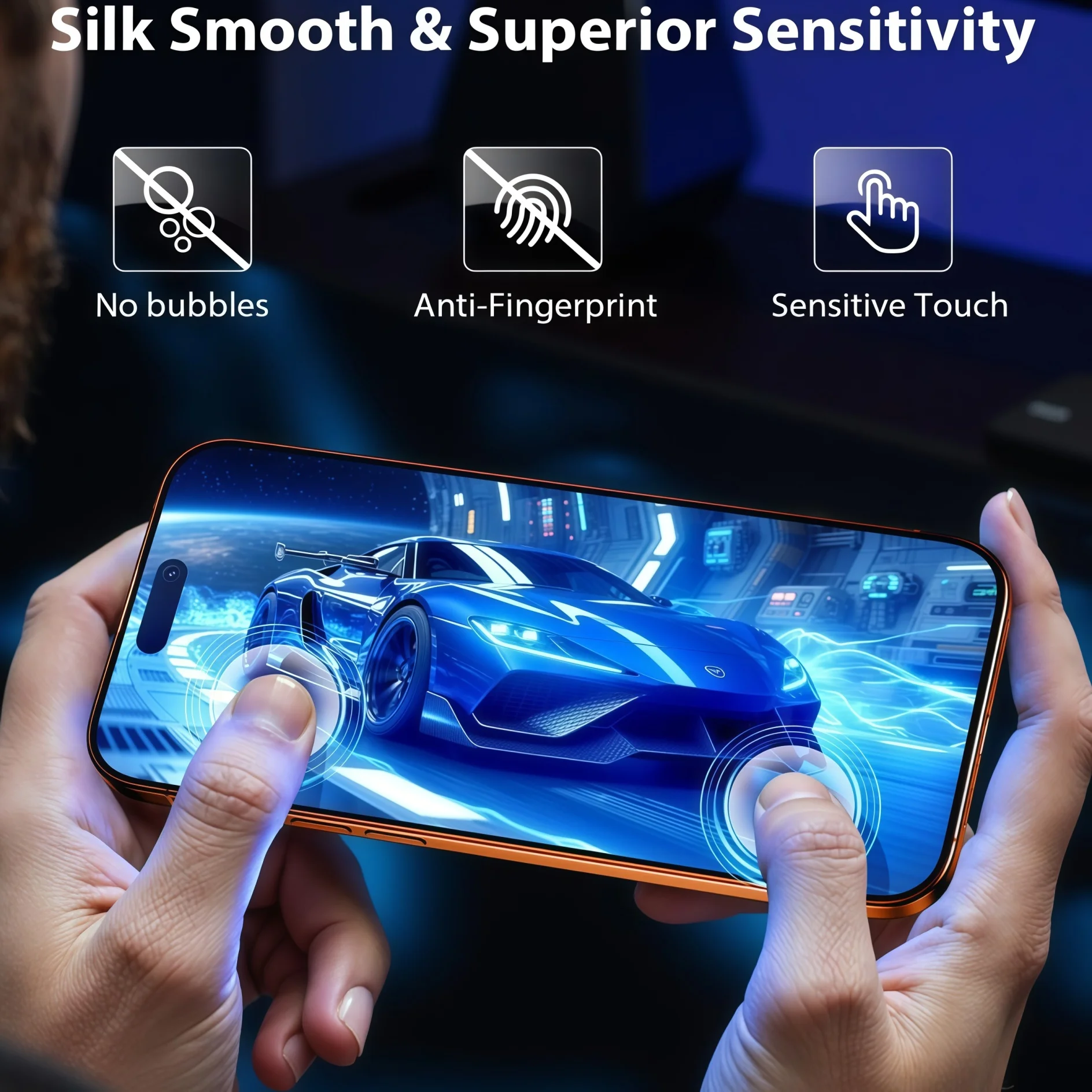 2-Pack Full Coverage Anti-Blue Light Tempered Glass Screen Protector with Eye Protection