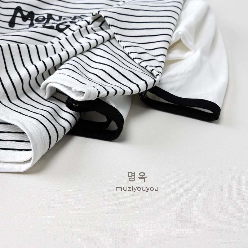 Frühling Herbst Kinder T-Shirts 1-8 Jahre Jungen Mädchen Baumwolle Gestreift Buchstaben Langarm T-Shirts Kleinkinder Oberteile T-Shirts Kinderkleidung – Detail 12