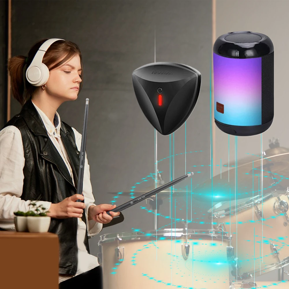 Portable Drum Kit Somatosensory Digital Electronic Air Drum Stick Set Drumsticks Foot Pedal Bluetooth Adapter Musical Instrument