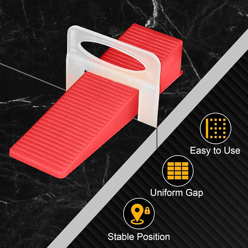Tile Spacers Tile Leveling Clips Tile Leveling Tools Tile Leveling System with Tile Plier 100-Piece Spacers Clips 100-Piece Reusable Wedges for Stone Ins