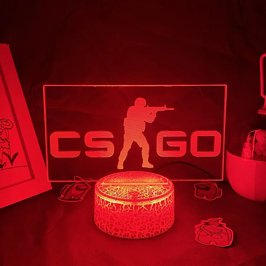 CS GO Game Counter Strike 3D Night Lights Picture Lava Lamp Led USB Battery RGB Neon Gift Bedroom Table Desk Decoration For Home