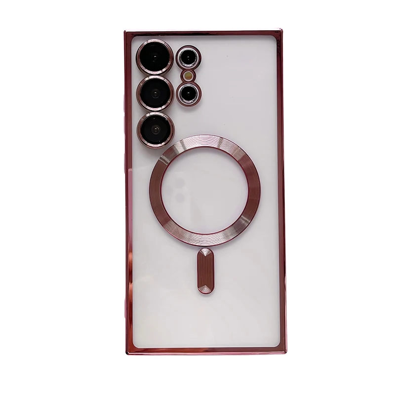 Luxury Plating Shockproof Transparent Phone Case with Lens Protection