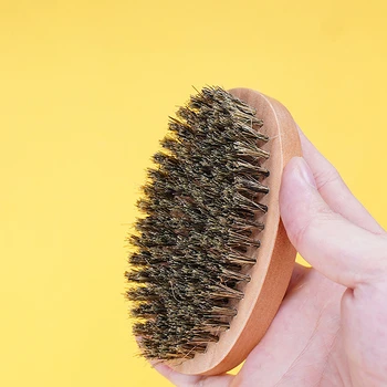 Spazzola per barba con setole di cinghiale naturale per uomo Massaggio viso in legno che funziona meraviglie per pettinare barba e baffi