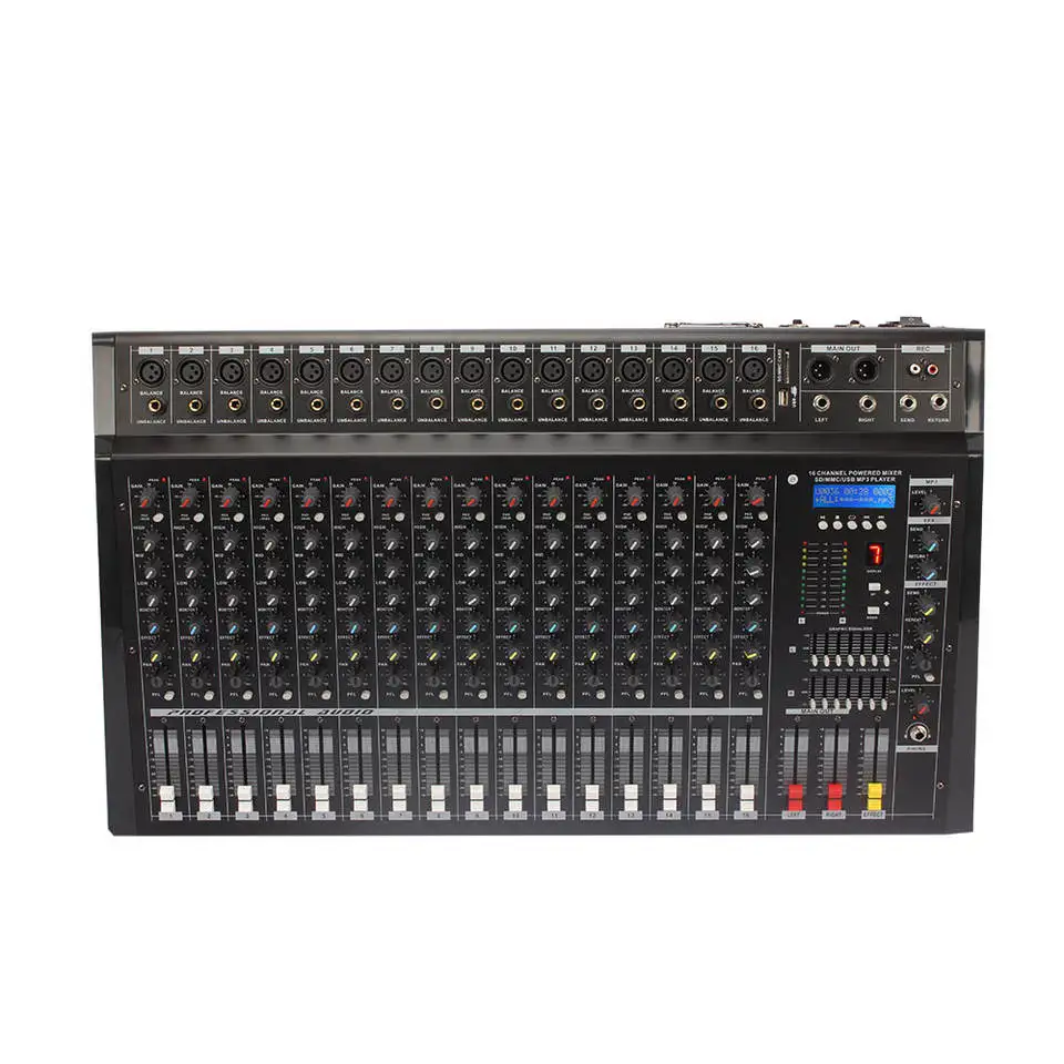 professional-350W-powered-mixing-consoles-dj-stage-16-channel-mixer-de ...