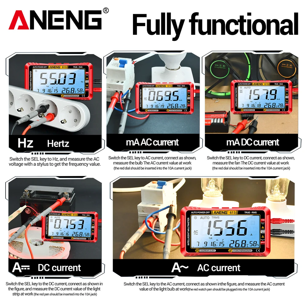 ANENG 613 Smart Multimeter Real-time Power-off Measuring Tester AC/DC Ammeter Voltmeter 4000 Count Digital Multimetro Test Tools 4