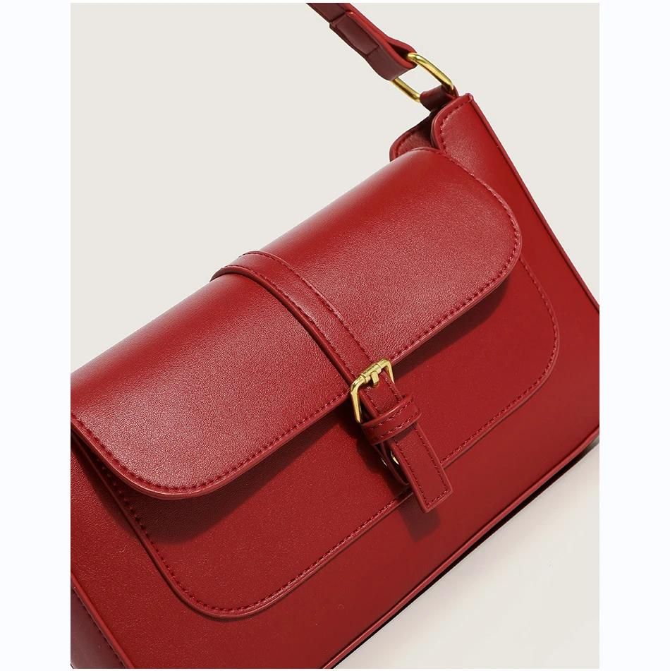 Red Leather Shoulder Bags For Women Fashion Handbags For Women 2022 Designer Luxury Small Female Bags Ladies Purse