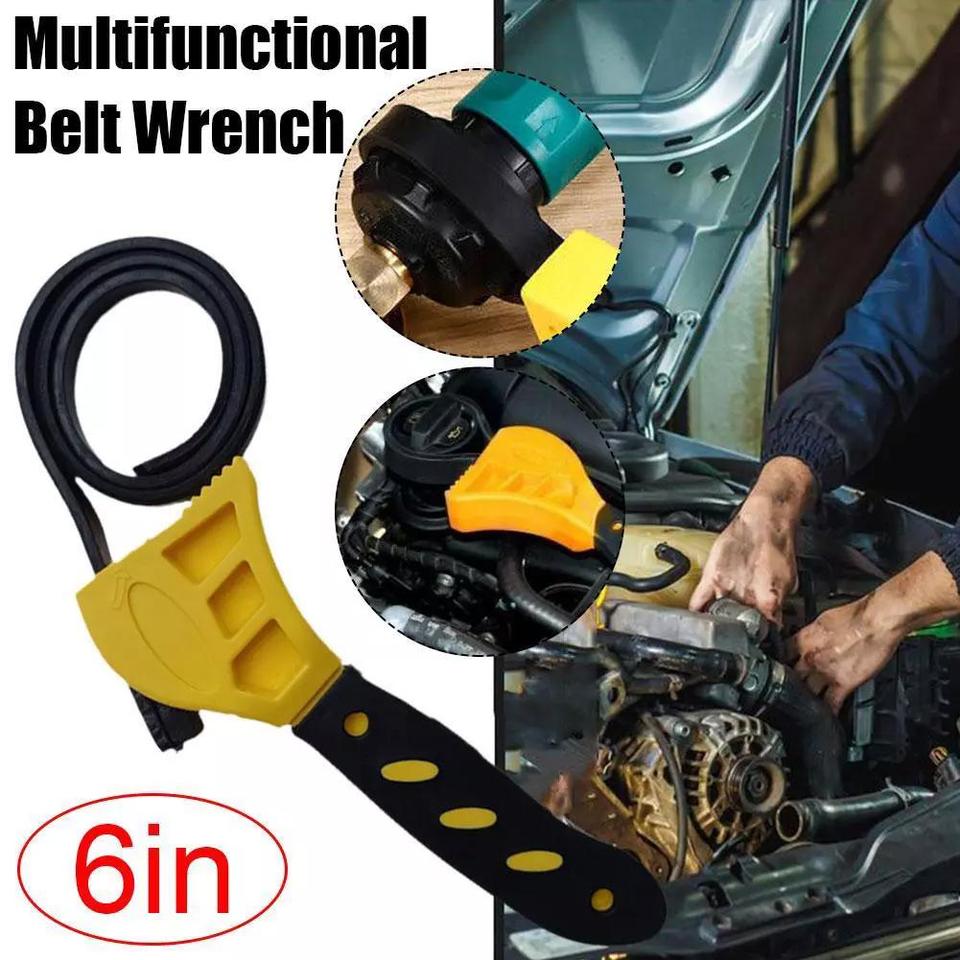 Multifunction Rubber Strap Wrench Tool Heavy Duty for Car Oil Filter Removal Bottle Opening Adjustable Universal DIY Home Repair