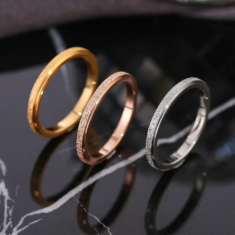 Fashion Rings Gold Rings Stainless Steel Rings Finger Rings Metal Rings Fashion Ring Stainless Steel Women's Rings 2mm Width Rose Gold Color Finger Gift for Girl Jewelry