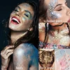 "Sparkle-Infused" Sparkling Gray Glitter Gel For Mardi Gras Concerts & Festivals Mermaid Face Paint & Chunky Hair Sparkle Makeup 6