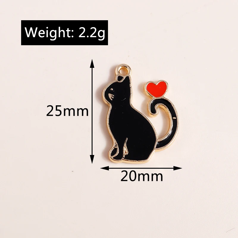 10 stücke Nette Mix Emaille Katze Charms DIY Schmuck Machen Tier Charms Anhänger für Halskette Ohrringe Zubehör – Detail 36