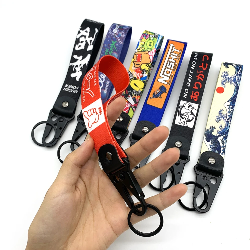 JDM Key Tag Racing Car Motorcycle Keychain Ring Car Lanyard Key Strap Car Accessories For Toyota Honda Mitsubishi Keychain