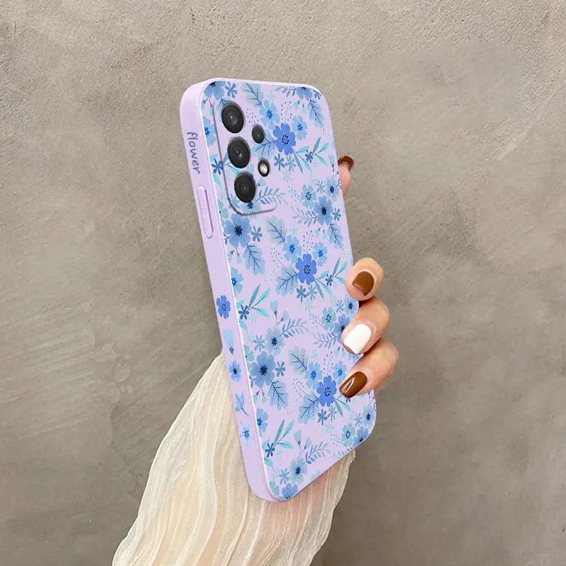 Elegant Blue Floral Silicone Phone Case - Chic and Durable Design