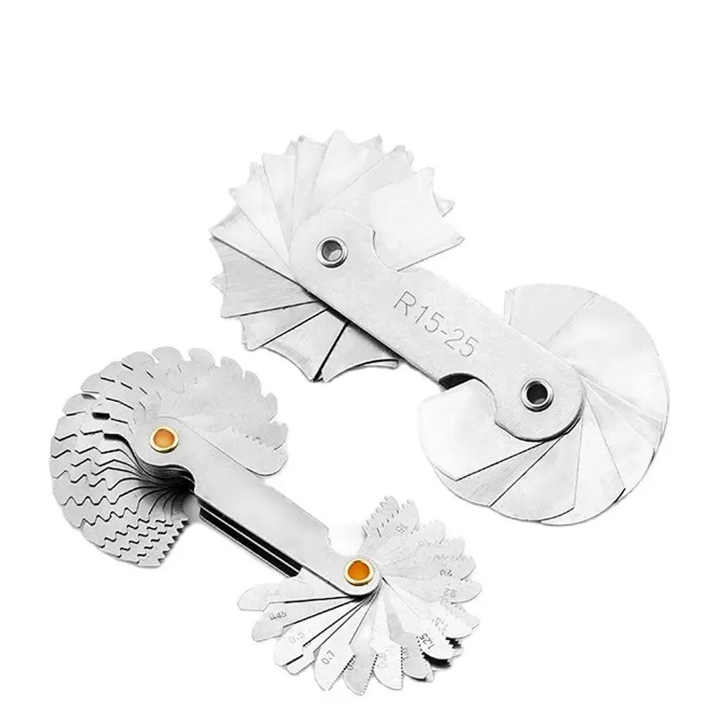 Radius Gauges R0.3-1.5 R1-7 R7.5-15 R15.5-25 R1-6.5/R7-14.5/R15-25/R26-80 Stainless Steel Concave Convex arc Measuring Tool 4pcs contour gauge
