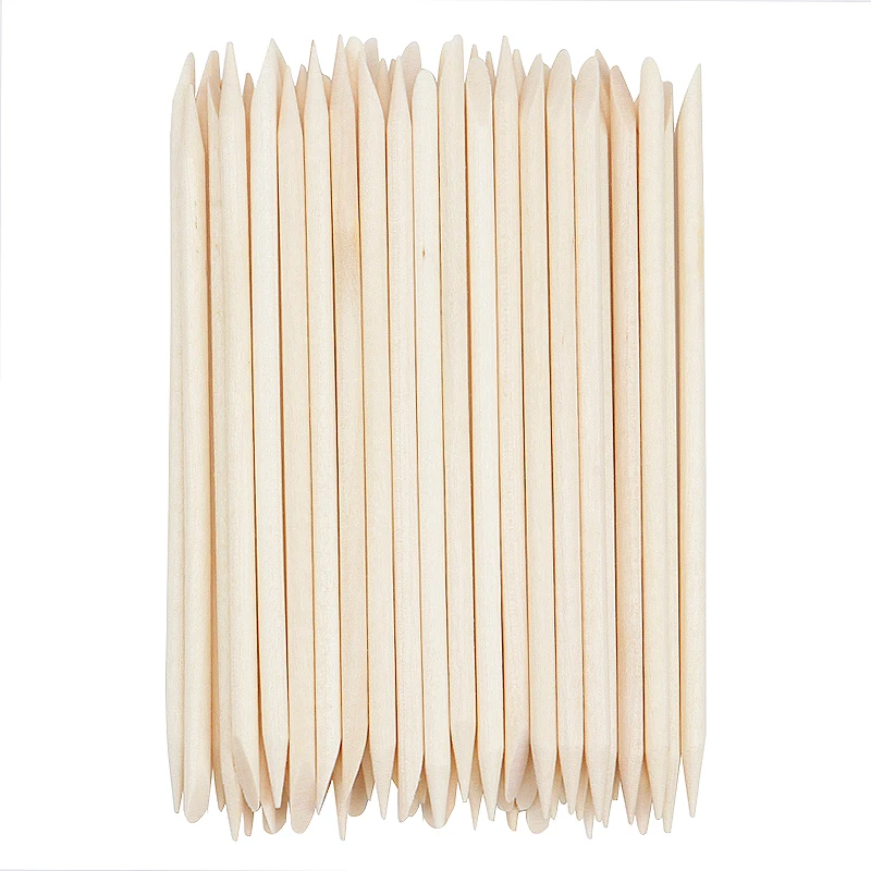 100 Stuks Nail Cuticle Hergroei Pushers Manicure Producten Hout Oranje Sticks Cuticle Remover Pedicure Tool Nail Stylist Levert