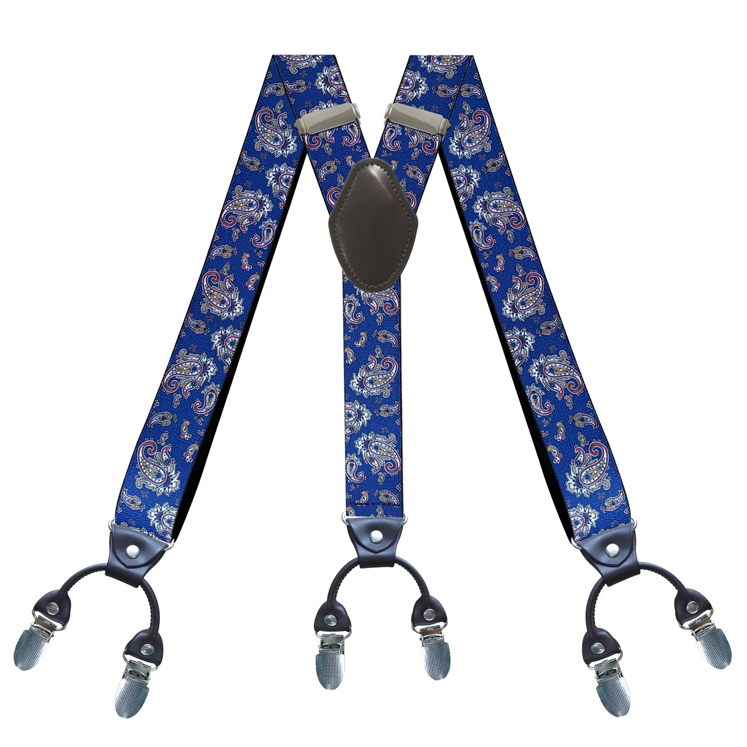 

New Men's Suspenders 6clips Braces Leather Casual Suspensorios Adjustable Belt Strap Tirantes Fashion Suspenders