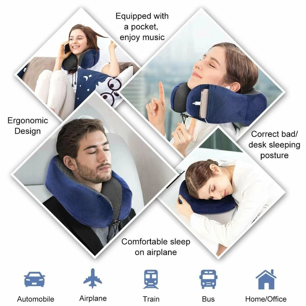 U Shaped Memory Foam Neck Pillows Soft Slow Rebound Space Travel Pillow Massage Neck Cervical Healthcare Bedding Drop Shipping 3