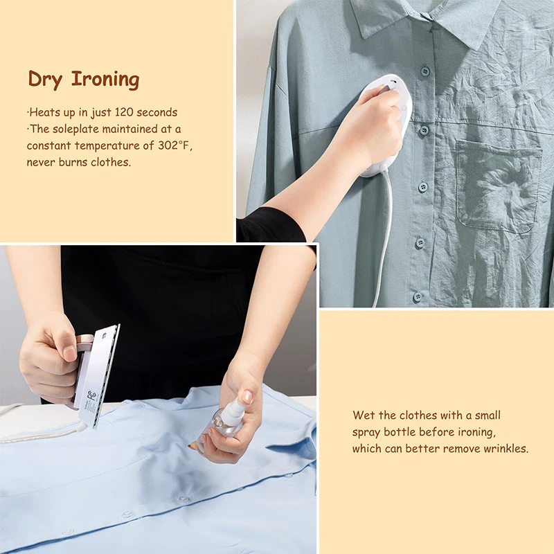 Mini Iron for Clothes 110V/220V Dual-Voltage 30S Preheating Portable Ironing Iron Dry Travel Iron 5