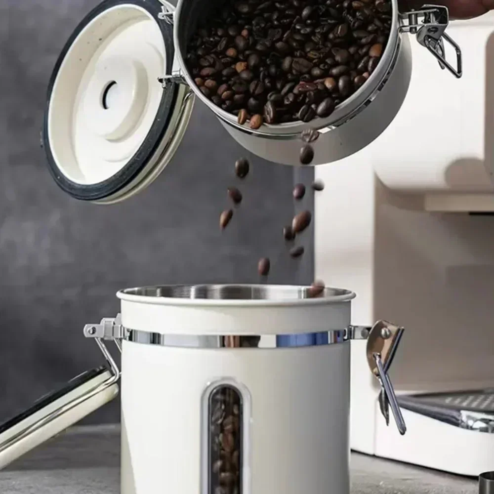 1200/1500/1800ml Stainless Steel Vacuum Storage Container, Airtight Jar, Coffee Beans, Grains, Tea, Nut, Keep Fresh Hot Sale