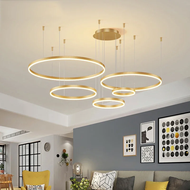 Modern LED Ring Chandelier Home Lighting Living Room Dining Room Ceiling Hanging Chandelier Lustre Indoor Lighting Decoration led chandelier ceiling chandelier
