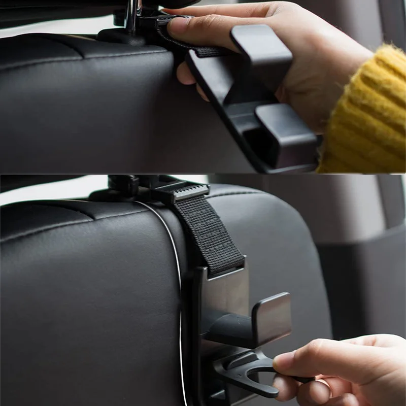 JNNJ 2 Pezzi Ganci Poggiatesta Auto, Auto Gancio Organizer, Ganci Organizzatore Conservazione per Sedile Posteriore, Universale Ganci Auto Sedile per Borse Della Spesa Vestiti Bottiglie(Nero