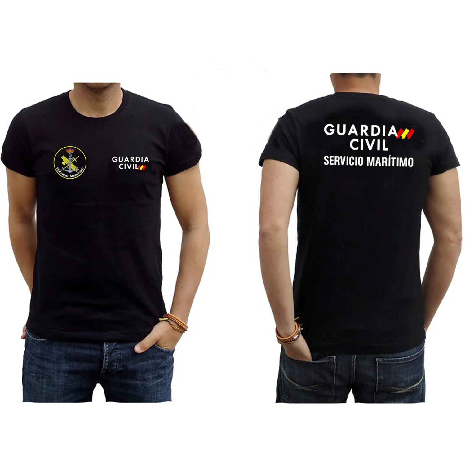 Guardia Civil Servicio Maritimo. T-Shirt Con Emblema Della Guardia Civile Spagnola 100% Cotone O-Collo Estate Manica Corta T-Shirt Casual Da Uomo