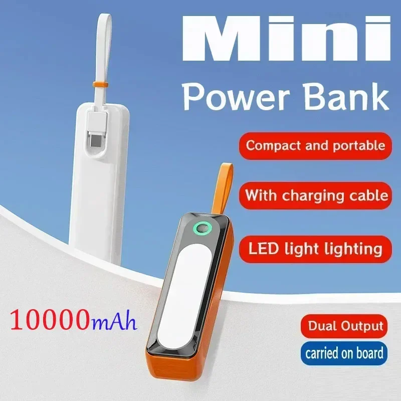

Mini Power Bank Portable 10000mAh Charger Fast Charging External Battery Type-C Lightning Power Bank for iPhone Xiaomi Huawei