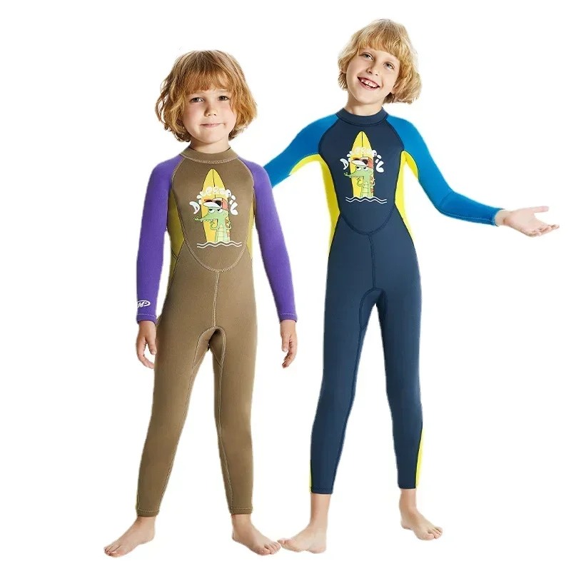 

Неопреновый костюм для дайвинга 2,5 мм, гидрокостюм для серфинга для мальчиков, сохраняет тепло, Детская модель для подводного плавания, подводной охоты