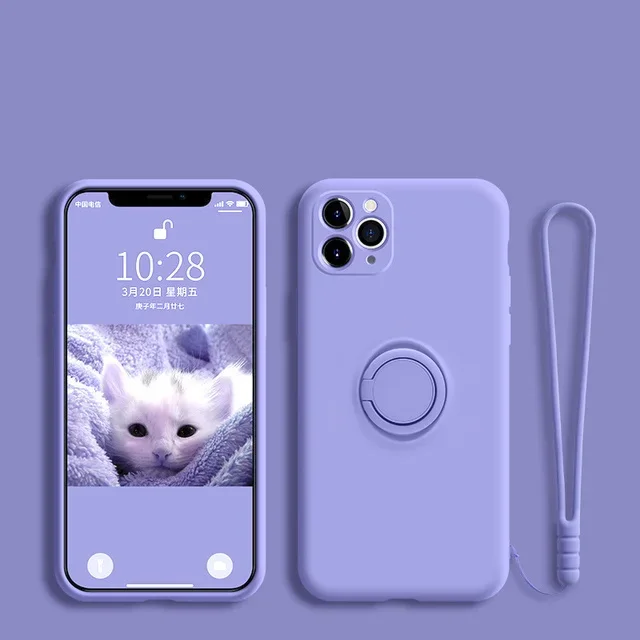 thumbnail image 1 of Liquid Silicone Finger Ring Magnetic Holder Bracket For iPhone 15 14 13 12 11 Pro Mini XR X XS Max 7 8 Plus Phone Case, 1 of 5