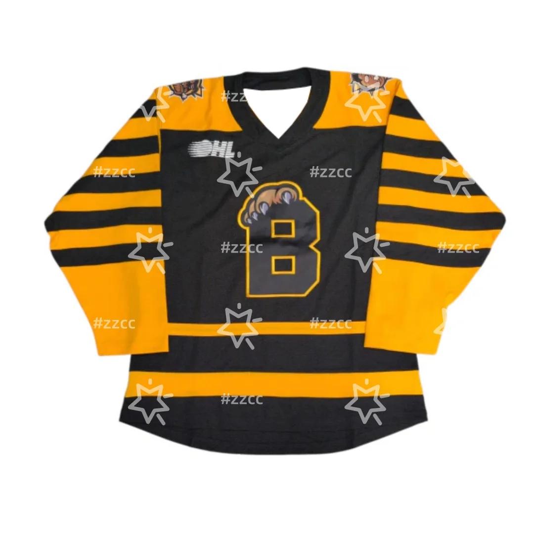 2026 OHL 브랜트포드 불독스 홈 하키 저지 야외 스포츠 셔츠 스포츠 드라이 퀵리 남성 티셔츠 아동복 티셔츠 여성