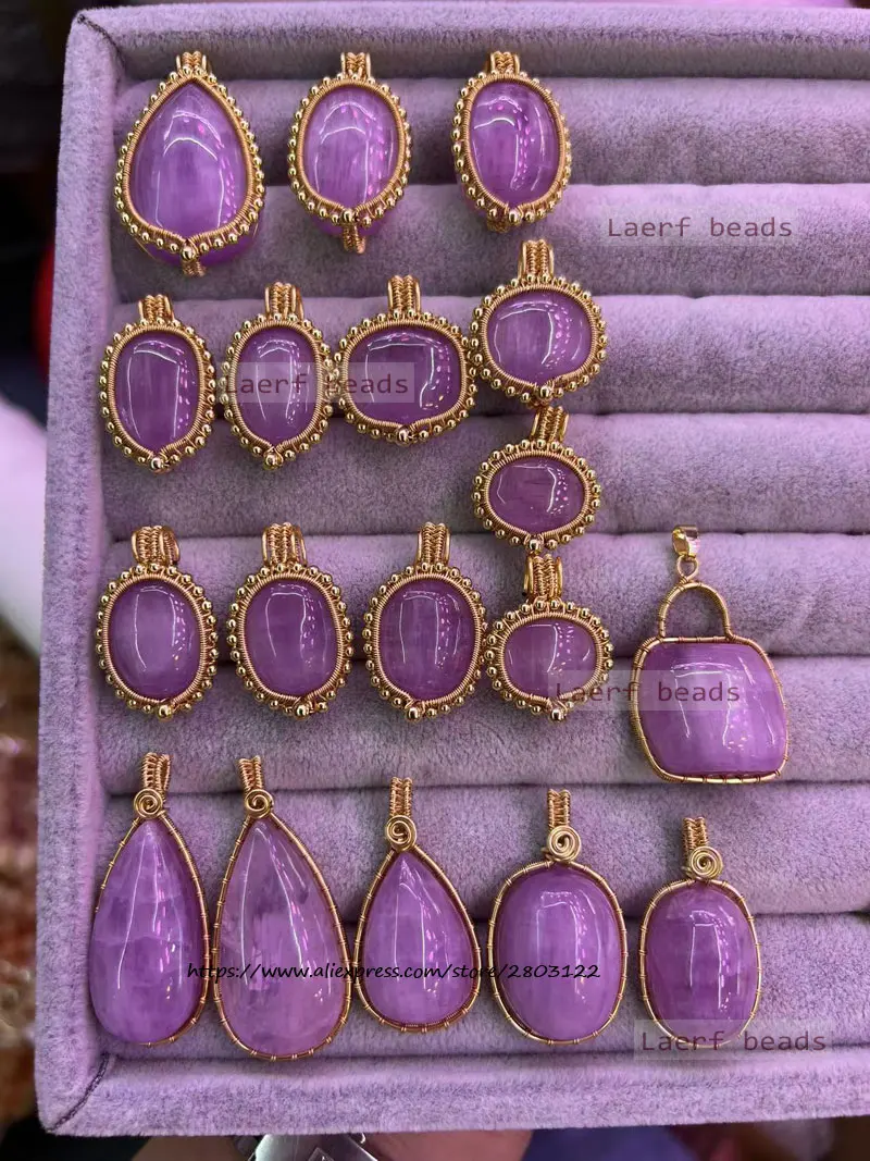 Natural Purple Kunzite Real Gem Stone Water Drop Shape Pandent ,100% Natural Guarantee, For DIY Jewelry Making !