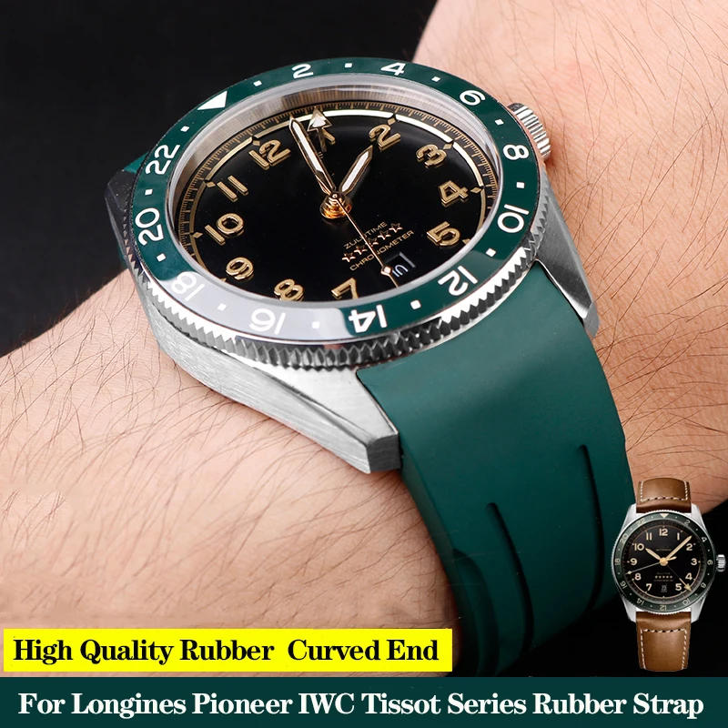 Cinturino In Fluorurata Con Estremità Curva Da 22Mm Per Longines Pioneer Iwc Tissot Series Cinturino Sportivo In Silicone Impermeabile Per Orologio