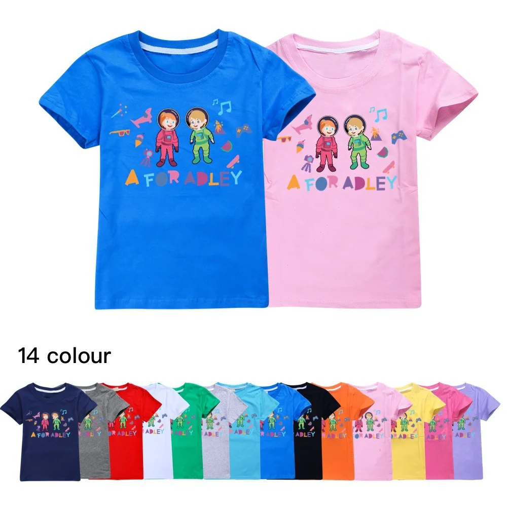 

New Summer Boys Girls Fashion A for Adley Short Sleeve T-Shirt Tops Children Costume Cosplay Clothes Kids Cotton Cartoon Tees
