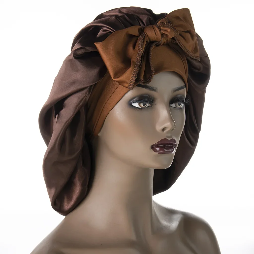 Women Silk Sleeping Cap Night Hat Head Cover Bonnet Satin For